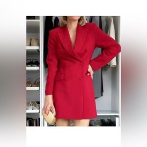 Women's Red Double-Breasted Blazer